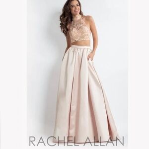 Rachel Allan Champange 2 Piece Formal Dress. Style 6014